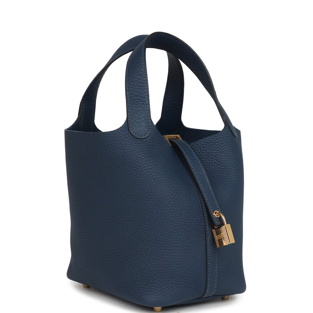 Hermes Picotin Lock 18 Bleu De Prusse Clemence Gold Hardware - Image 2