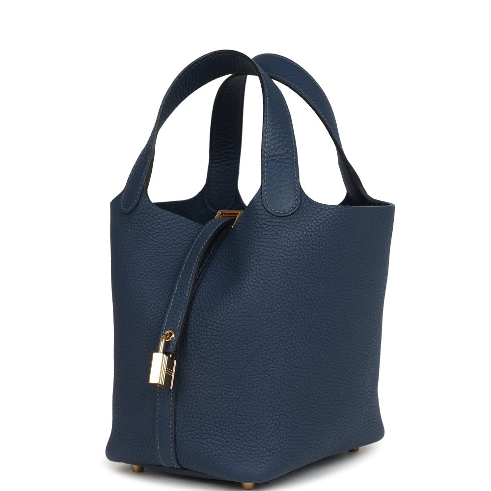 Hermes Picotin Lock 18 Bleu De Prusse Clemence Gold Hardware - Image 3