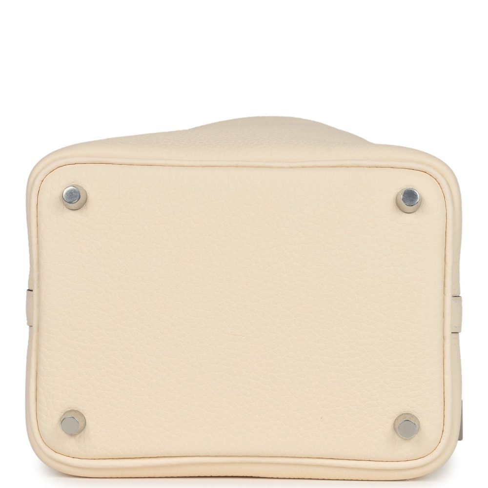 Hermes Picotin Lock 18 Nata Clemence and Jaune Citron Ostrich Touch Palladium Hardware - Image 6