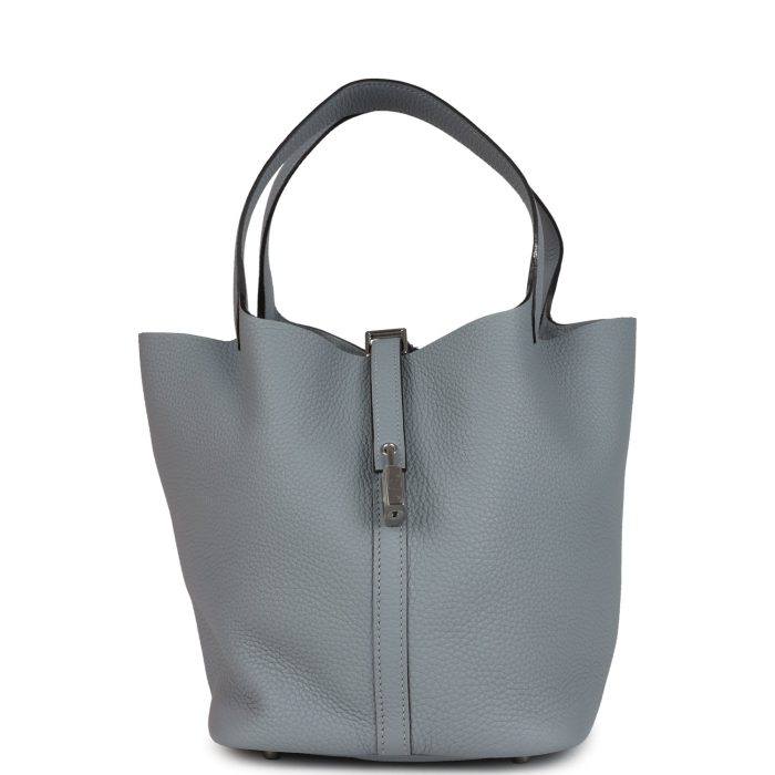 Hermes Picotin Lock 22 Gris Pantin Clemence Palladium Hardware